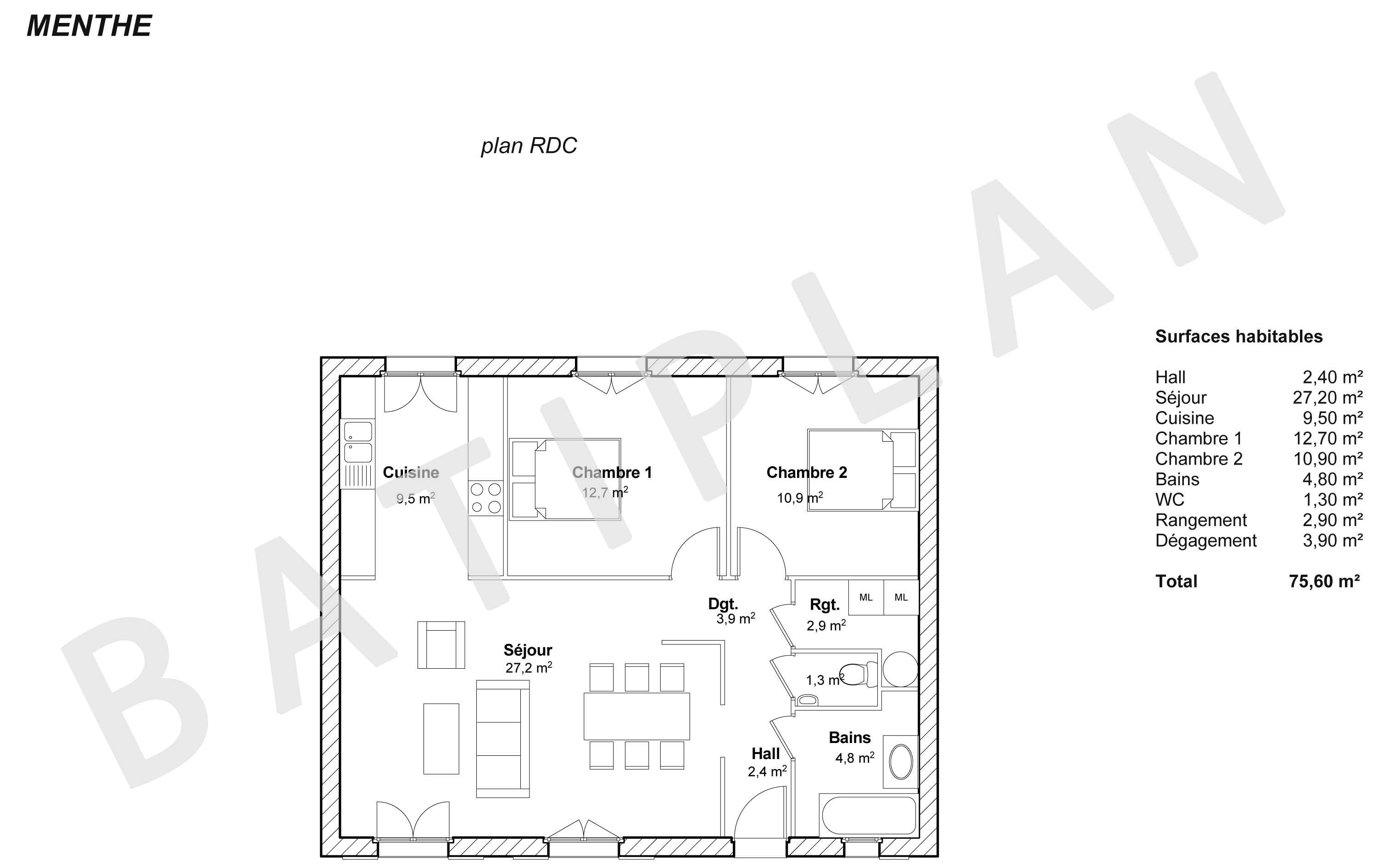 Plan maison Menthe